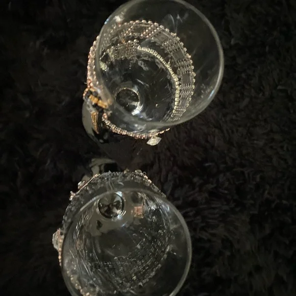 Black and Rose Gold Bling Wine Glass Set, His and Hers Elegant Wine Glasses - Picture 17 of 17